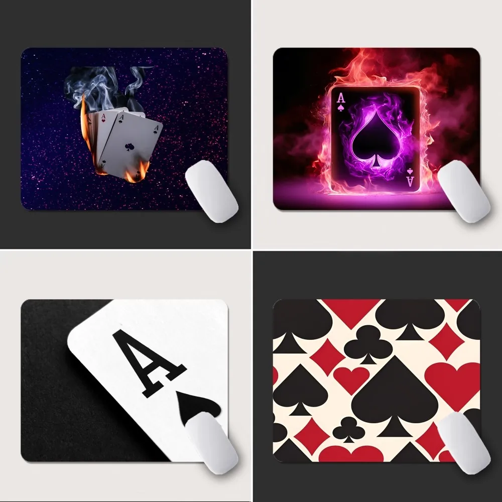 Playing Cards Pattern Mousepad Small Office Computer Desk Mat Table Keyboard Big Mouse Pad Laptop Cushion Non-slip Deskpad Home