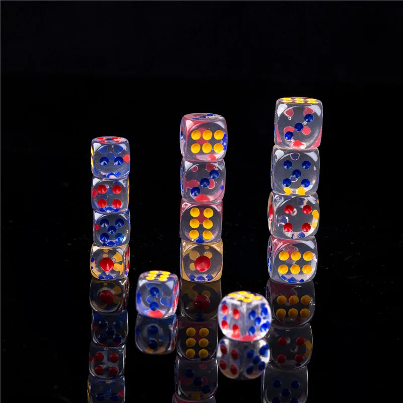 12/14/16/20/25/30MM crystal transparent dice color screen transparent acrylic dice bar ktv dice game dice