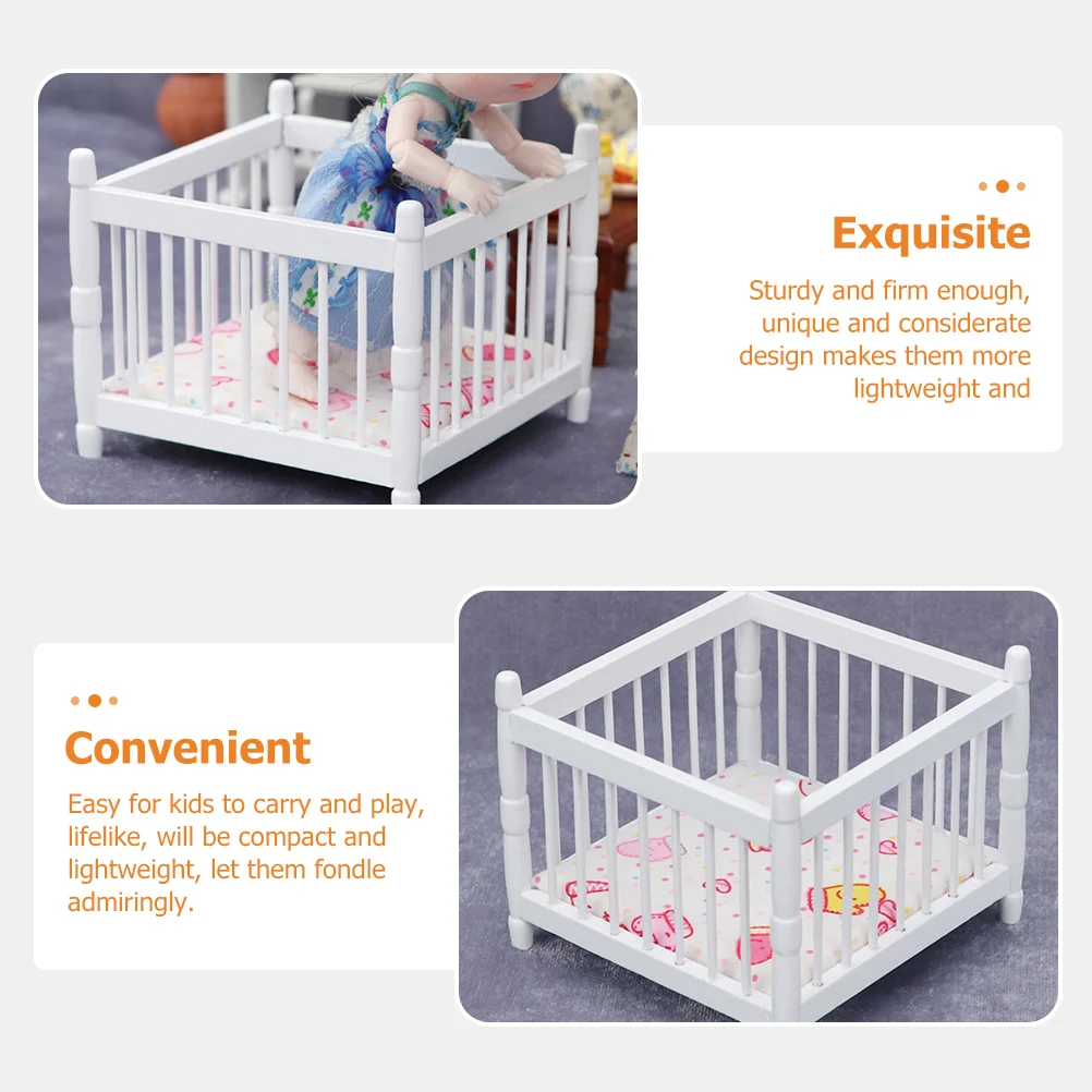 House Furniture Mini Crib for Kids Baby Accessories Square Bed Dollhouse Cloth