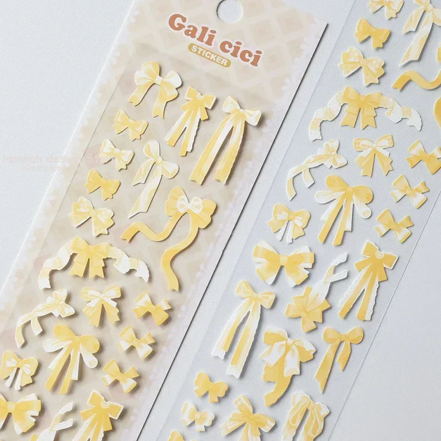 Cute Cartoon Colorful Bow Sticker Basic Toploader DIY Kpop Idol Photo Card Scrapbooking Journaling Deco Material Sticker