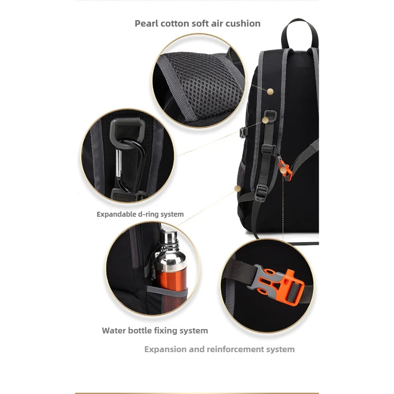 حقيبة ظهر رياضية للسفر ذات سعة كبيرة قابلة للطي للمشي لمسافات طويلة في الهواء الطلق حقيبة تسلق الجبال مقاومة للماء