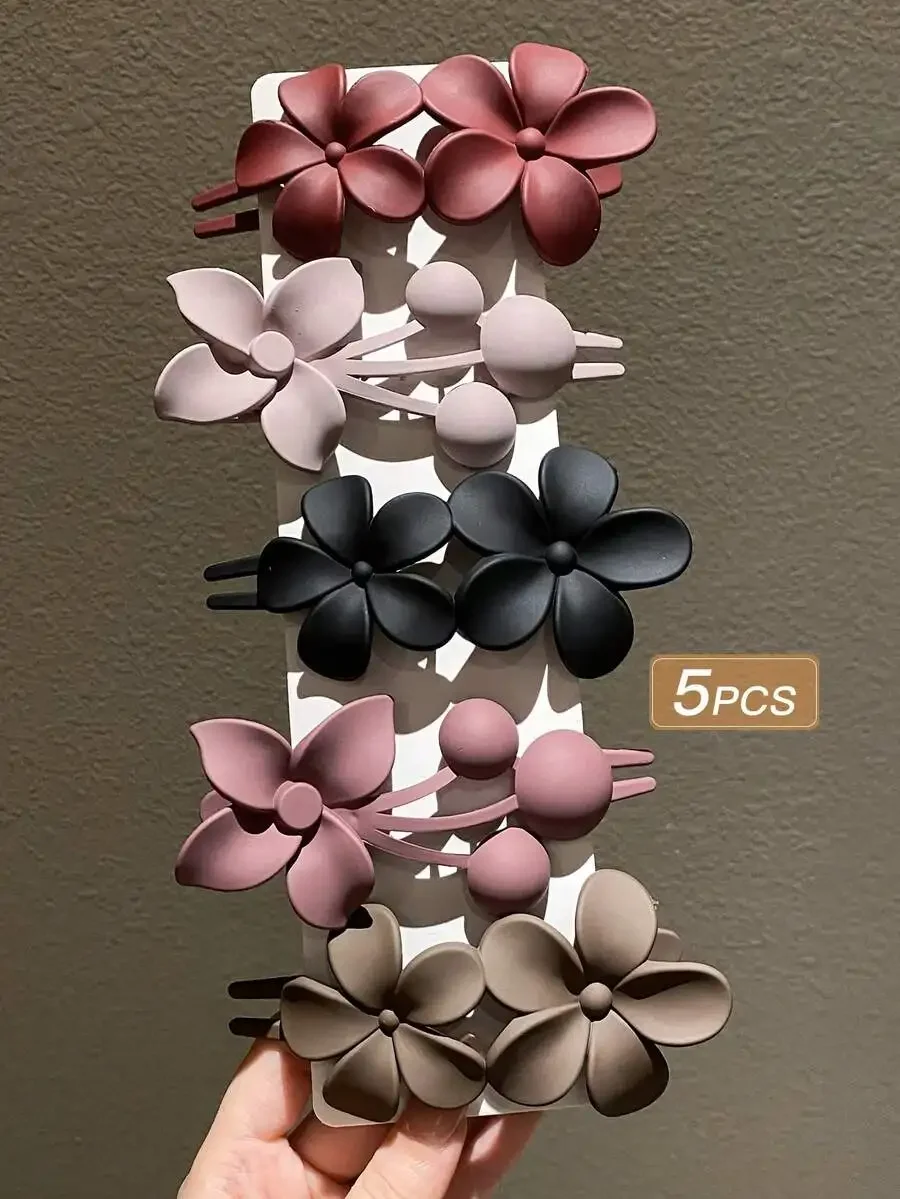 

5pcs Womens Flower Alligator Hair Clips Claw Barrettes For Bun Styling Casual Hair Accessories