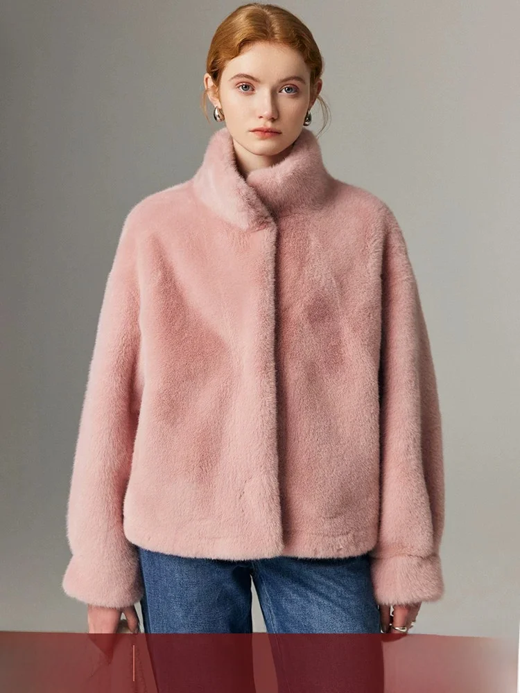 

ort Fur Collar Inteated Leather And Fur Coat Casual Sle Women's Jaet Cact Commute Basic Polyester Fiber Long Sve