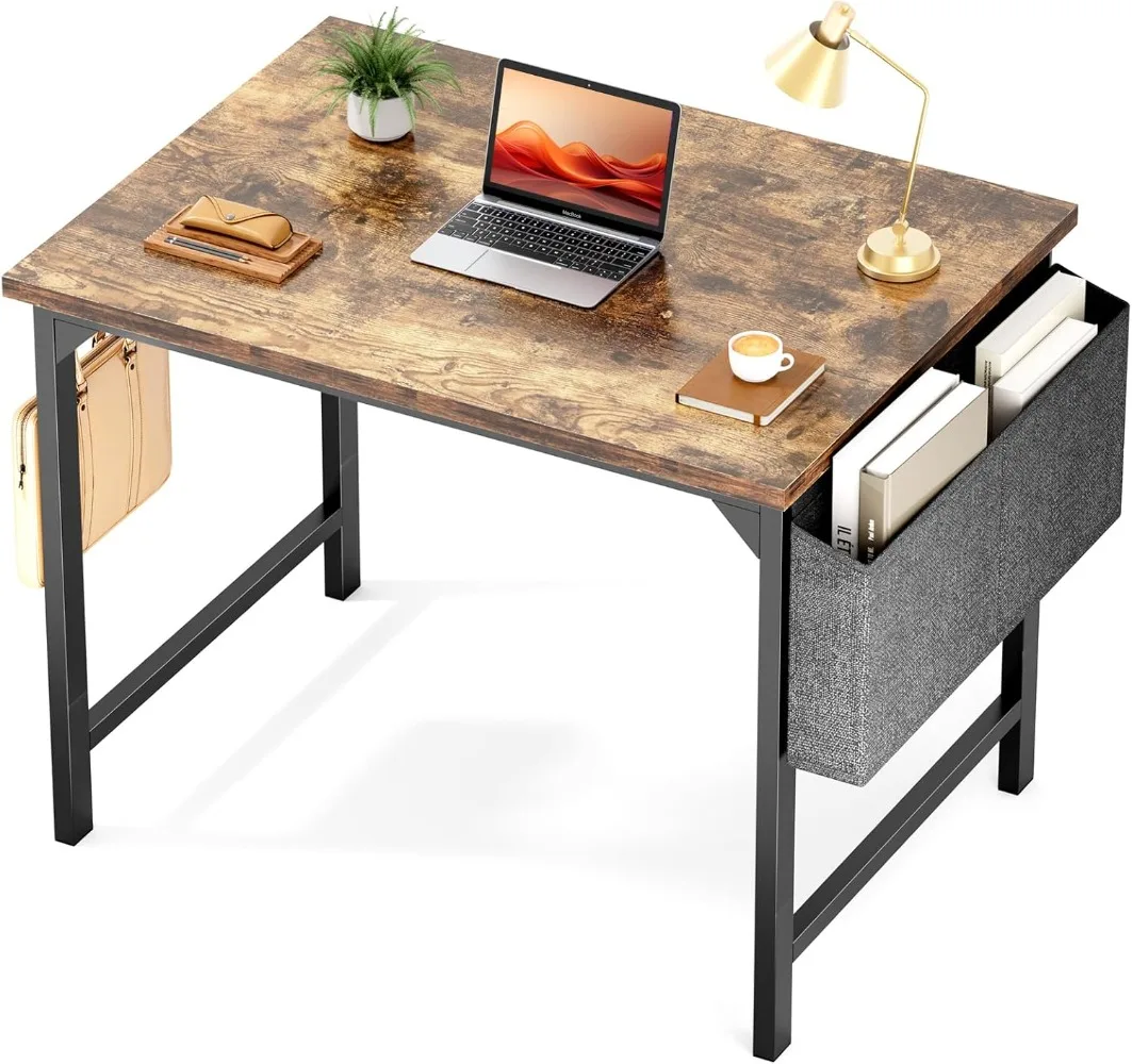 STATESVILLE 32 Inch Small Computer Desk Writing Study Work Office Table Modern Simple with Storage Bag and Hook for Home Bedroom