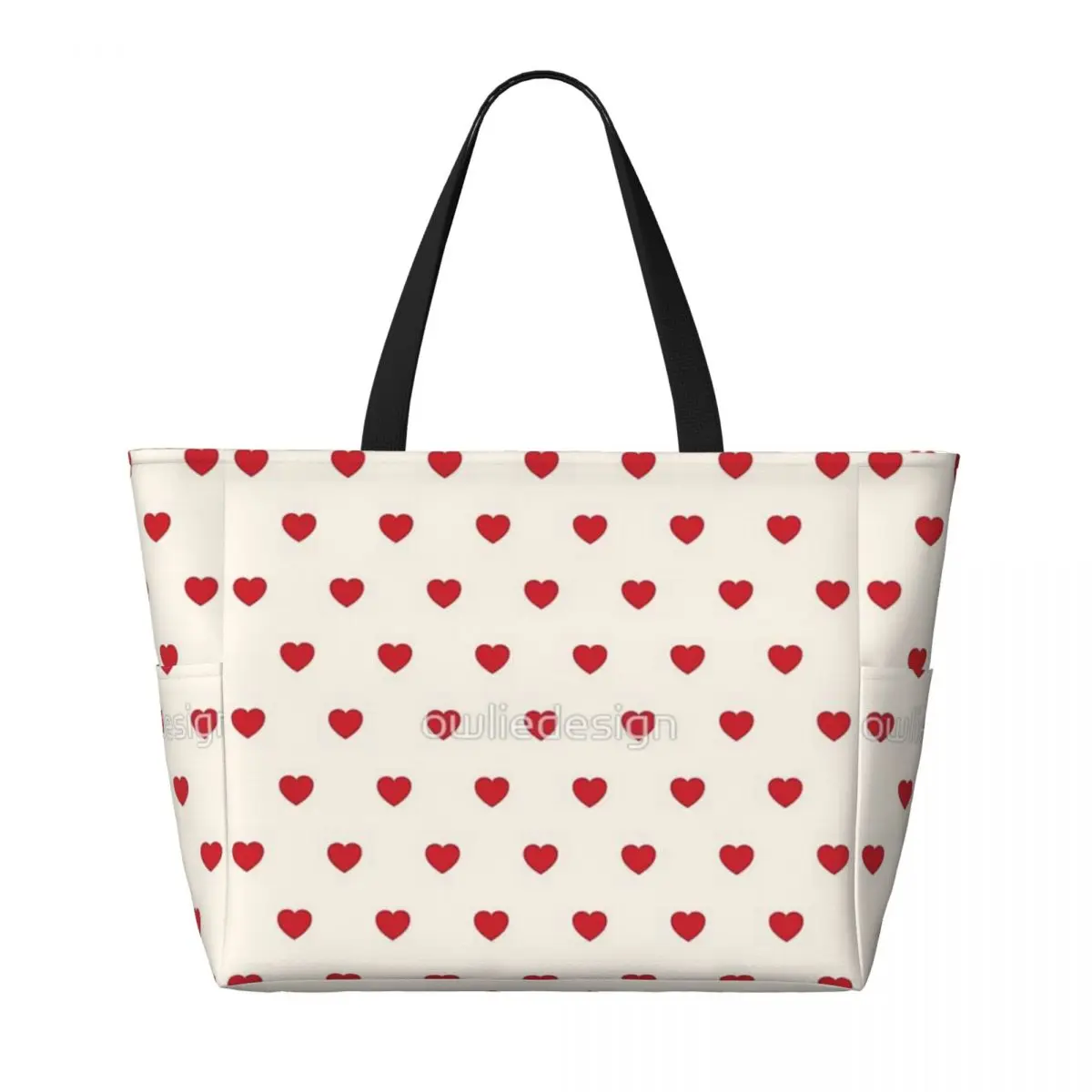 Red Hearts Pattern Beach Travel Bag, Tote Bag Popular Practical Travel Shoulder Bag Multi-Style Pattern