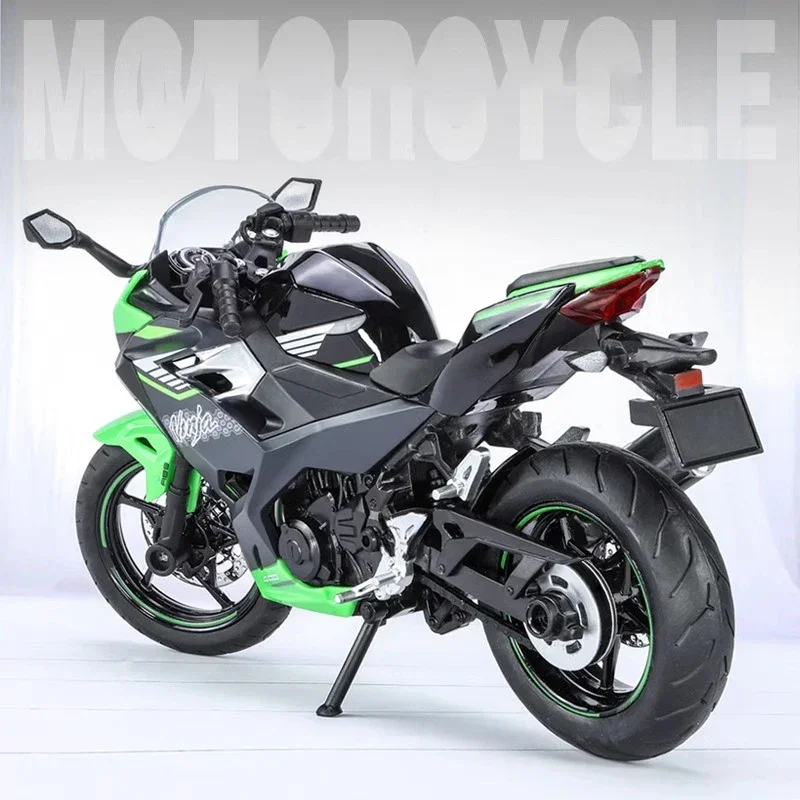 1/12 Ninja 400 aleación Diecast motocicleta modelo colección de vehículos sonido y luz todoterreno Autocycle modelo de coche de juguete