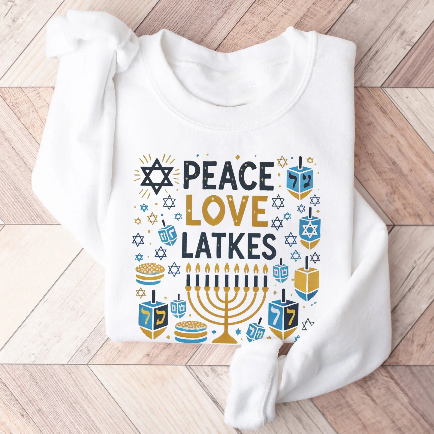 Peace Love Latkes Printed Jewish Sweatshirt Hapyy Hanukkah Female Hoodie Chanukah Women Outfit Winter Girls Long Sleeve Clohes