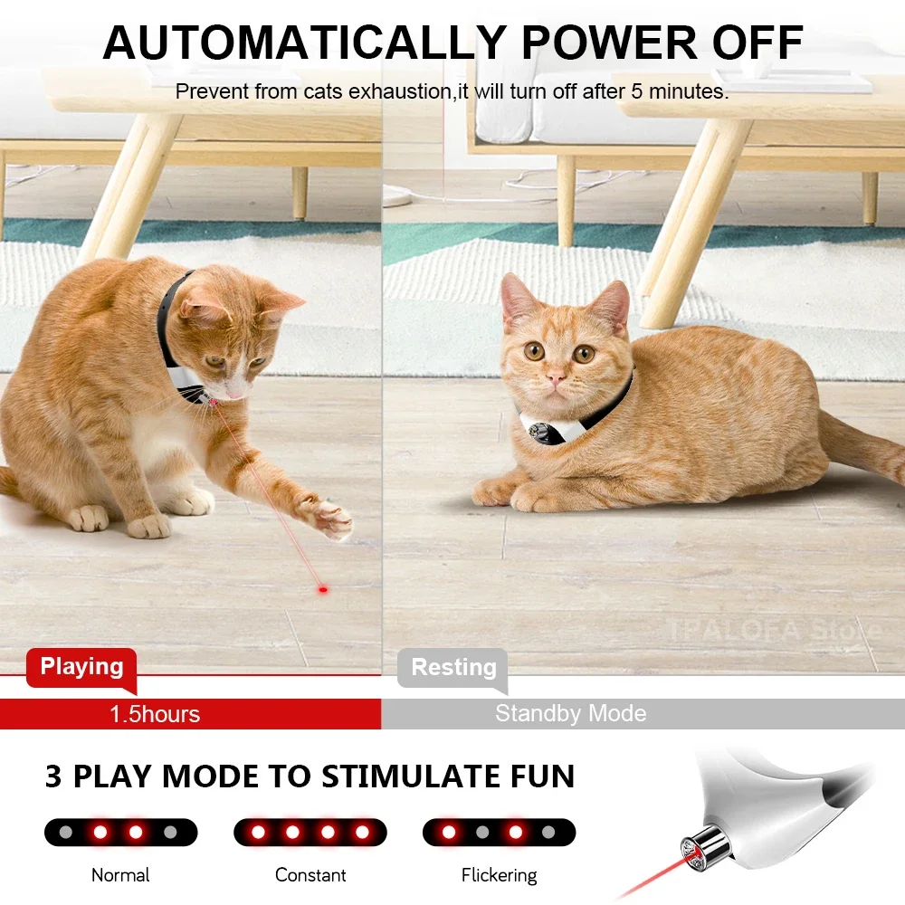 Pet Smart Cat Toys Cat Laser Collar USB Rechargeable Laser Pointer Collar Cat Exercise Toy Interactive Pets Cats Accessories