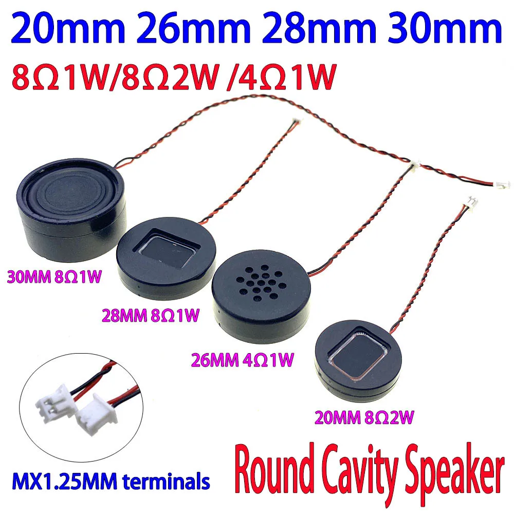 20 26 28 30MMSmart AI Home Circular cavityspeaker8 ohm 1Watt 2Watt 4 ohm1 Watt konektor klakson suara kecil Dengan terminal 1.25MM