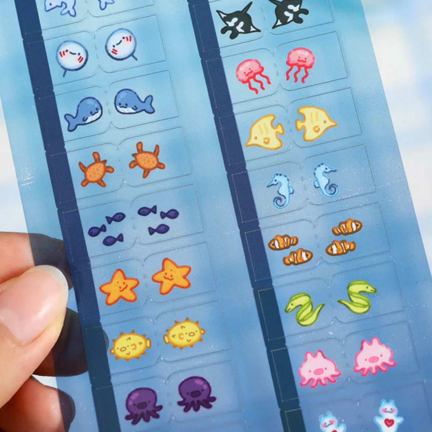 Sea Creature Lil Tab Stickers,Cute Sea Creature Buddy Lil Tabs Stickers for Organizing,Cute Index Tab Stickers For Notebooks