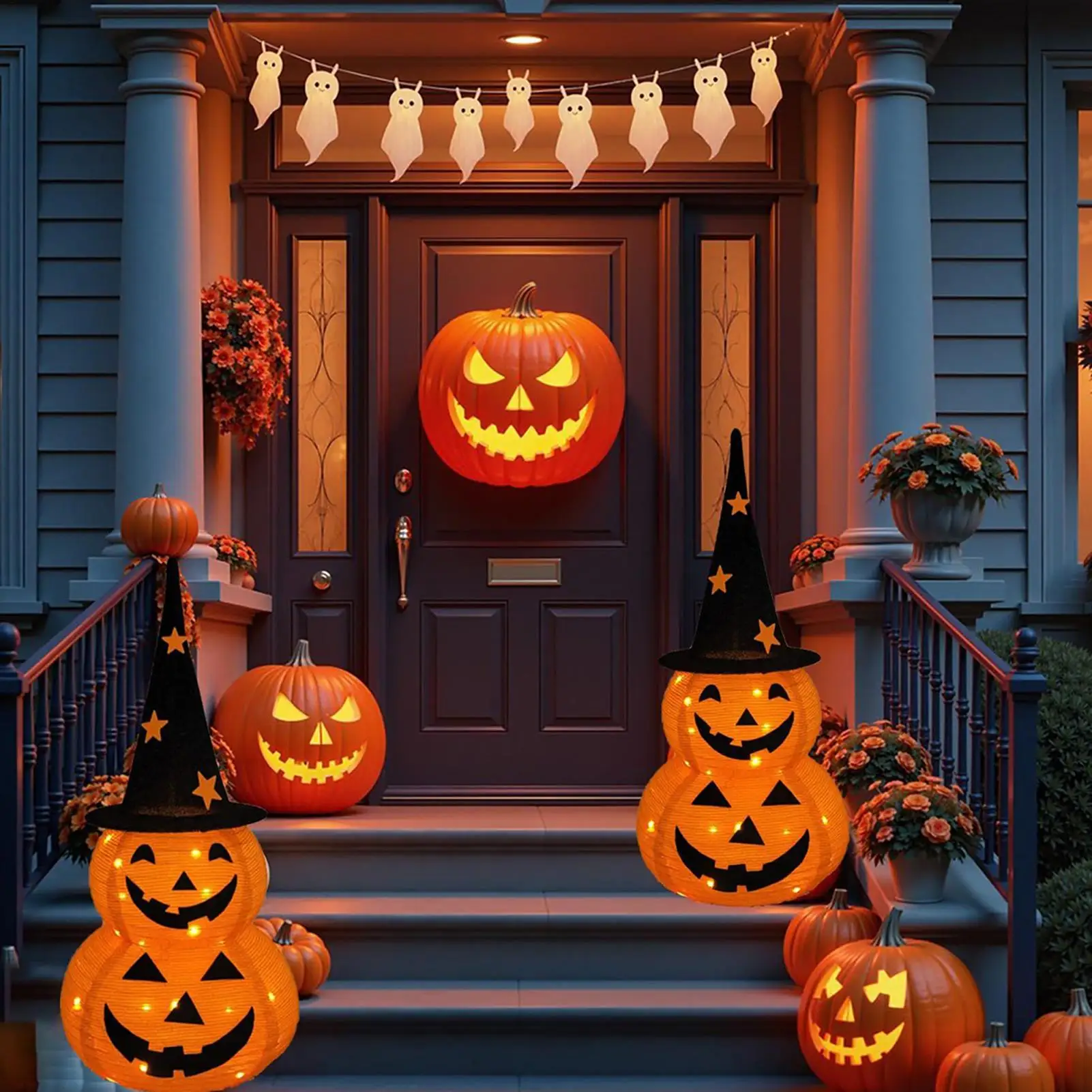 

Хэллоуин тыквенный ночник на батарейках с цилиндром, 8 режимов, складной фонарь для украшения домашней вечеринки (без батарей)