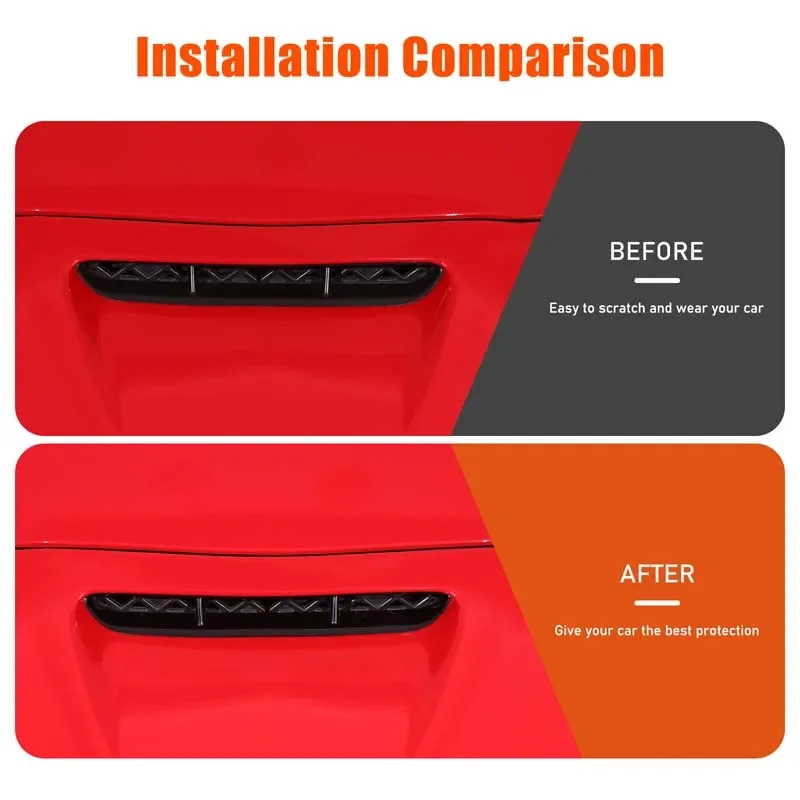 

1Pcs ABS Black For Chevrolet Corvette C6 2005-2013 Car cover front air intake decorative frame sticker accessories (Replacement)