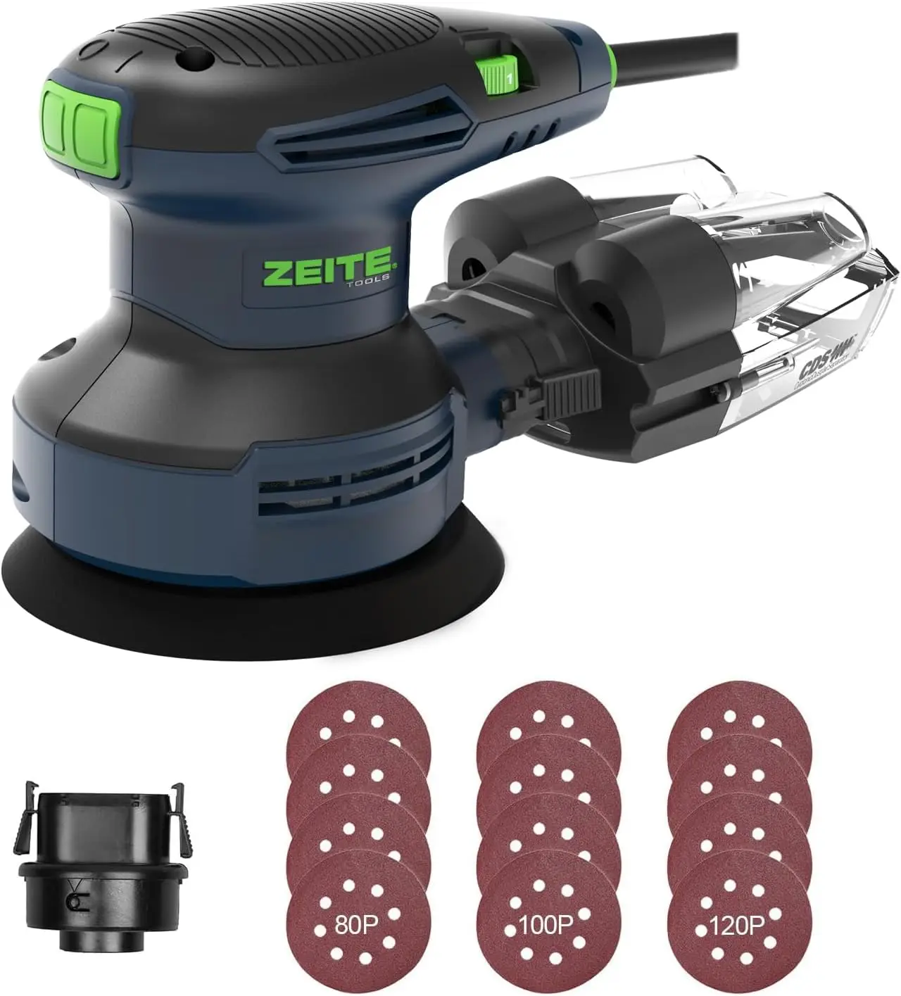 

Electric Palm Sander, 3.0 Amp Wood Sanding Machine, Variable Speed 5000-12000 OPM with Dust Box & Sandpapers