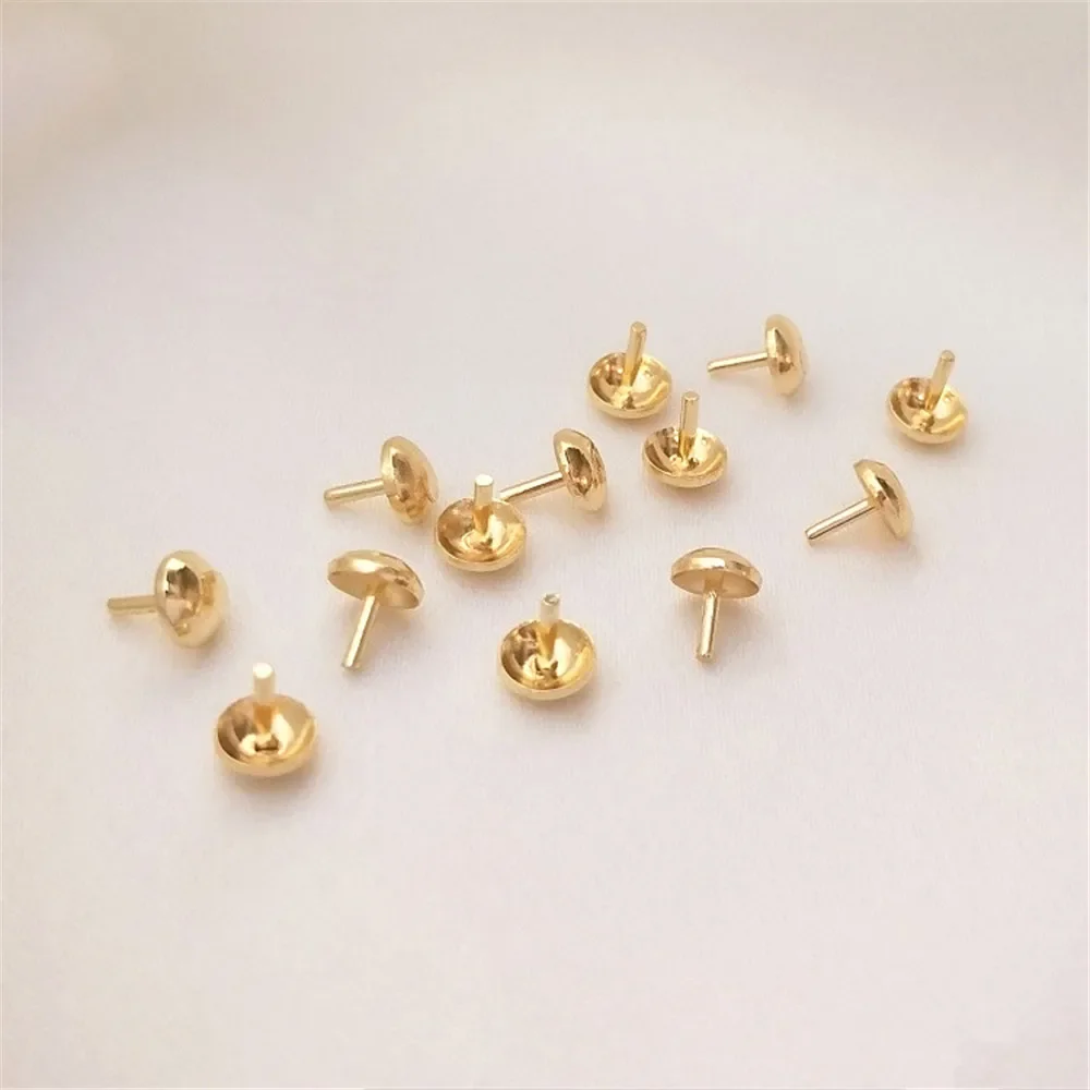 14K oro 14K oro riempito placcato perline spina capelli chiodo cristallo perla foro spina manuale fai da te perline sparse accessori