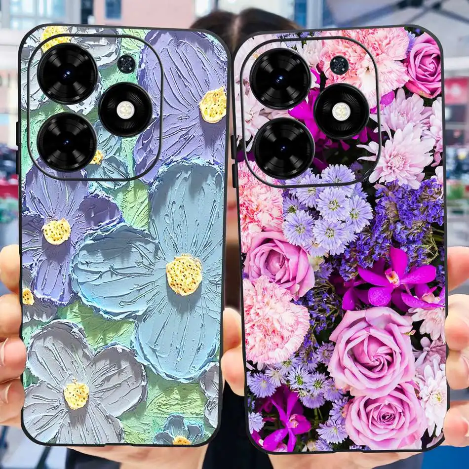 For Tecno Spark Go 2024 Case Cute Flower Printing Soft Silicon TPU Slim Phone Back Cover For Tecno Spark Go 2024 BG6