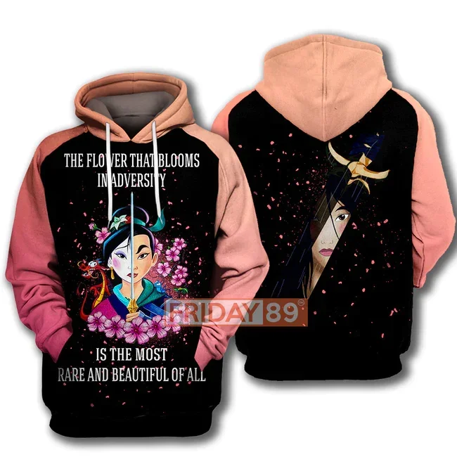 

Disney hoodie Mulan DisneyN Princess The Flower Blooms In Adversity Black Hoodie Disney Mulan Hoodie Sweater 2024