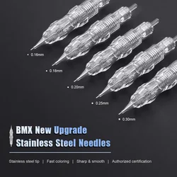 Biomaser 10PCS Revolution Tattoo Needle Stainless steel nozzle Makeup Cartridge Needles Tattoo Machine Kit Eyebrow Needle 1R