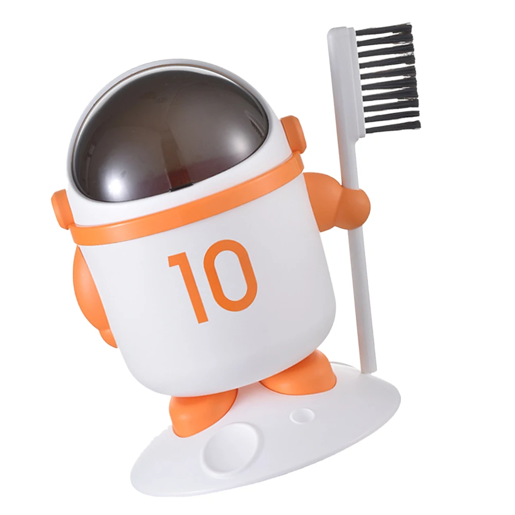

Sturdy Plastic Mini Trash Can with Lid and Brush Astronaut Design Desktop Bin for Small Waste for Table Top