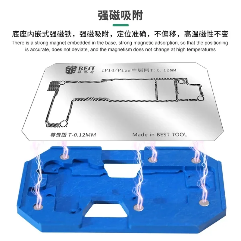 Plataforma magnética de plantación de estaño, accesorio de placa base de posicionamiento para IP 14 14 Plus 14 Pro Max, BST-084