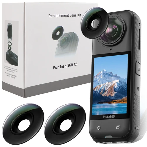 Imagen 1 del producto Kit de reemplazo de lentes para Insta360 X5, con 2 lentes reemplazables para Insta 360 X5, además de herramientas para reemplazar y limpiar la lente