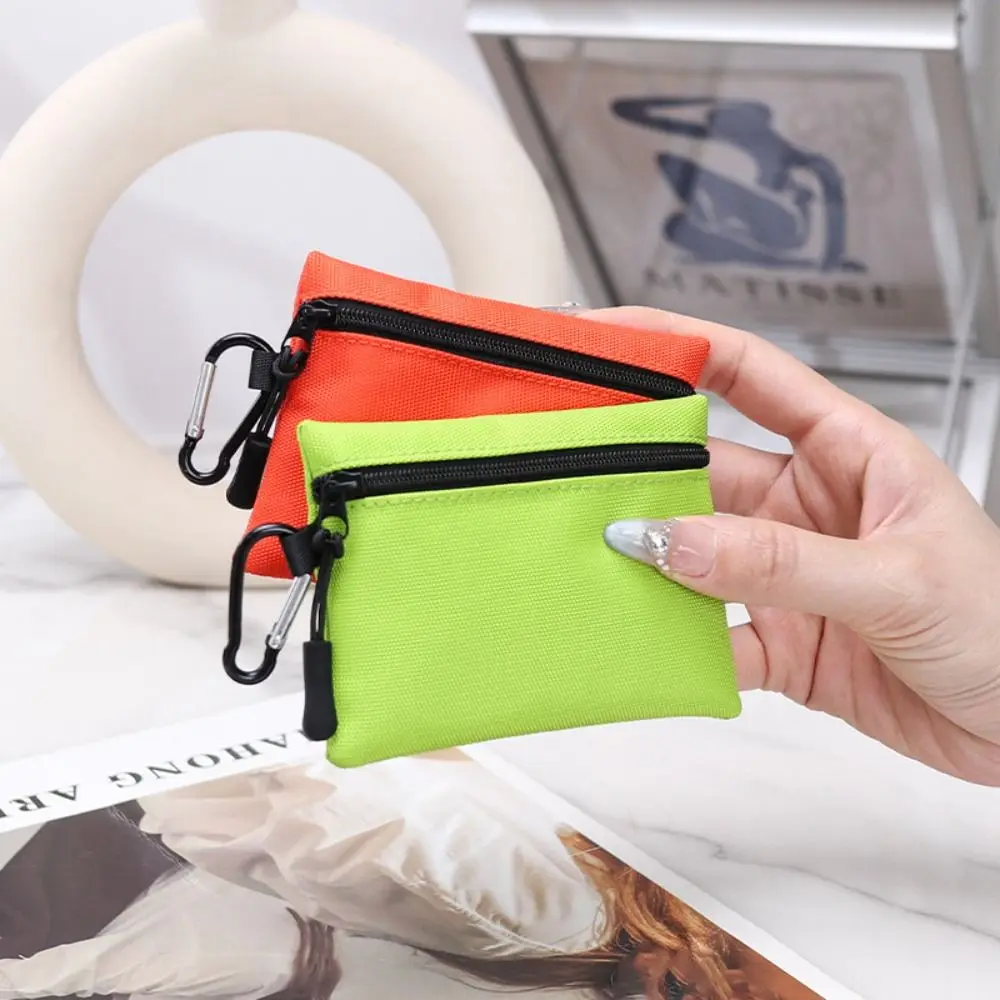 Portable Korean Style Ox Cloth Coin Purse Zipper Wallet Small Item Bag Card Bag Solid Color Card Storage Bag Travel