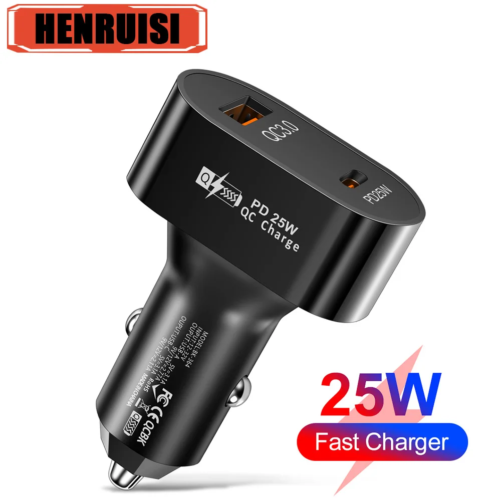 

USB PD Car Charger Quick Charge 5V QC3.0 Type C 25W Fast Car Charger For iPhone 14 Pro Xiaomi Huawei Samsung S22 Mobile Phone
