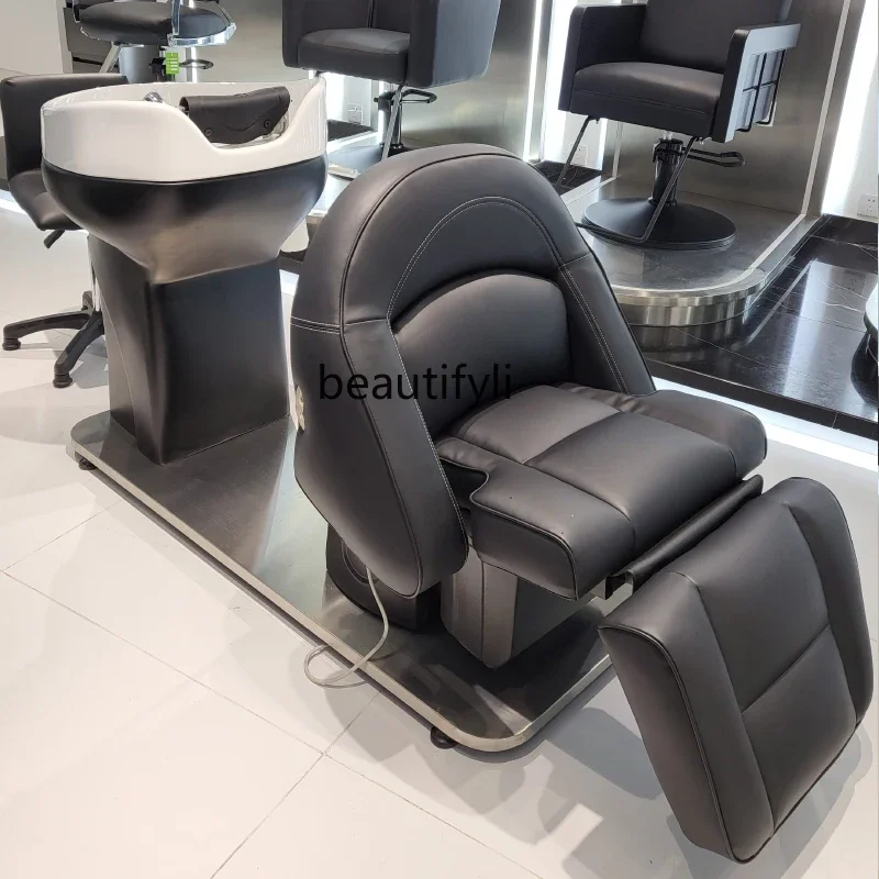 

Electric Shampoo Chair Lying Half Flushing Bed for Hair Salon Ceramic Basin Hair Washing Recliner