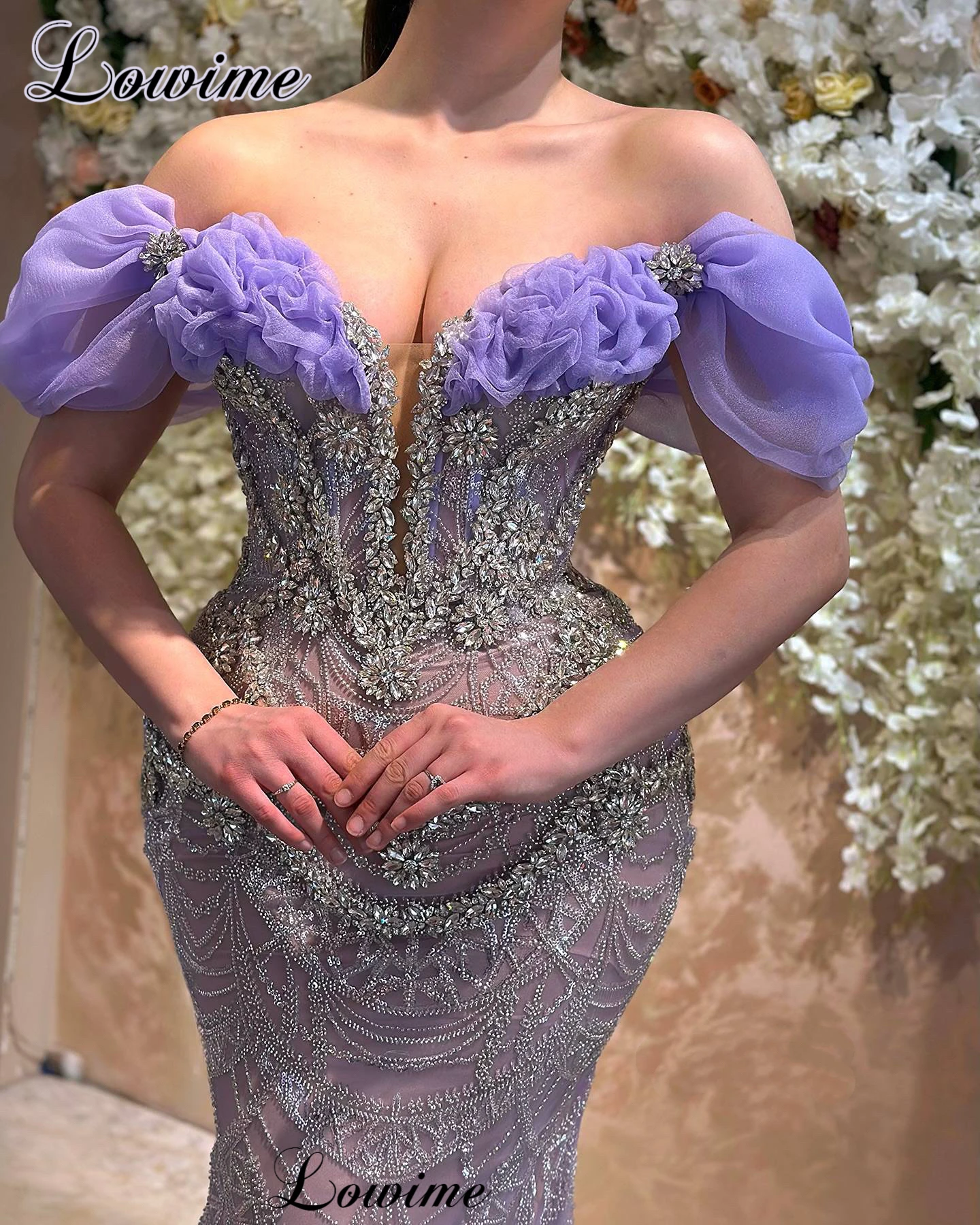 Jasnofioletowe Sukienki Koktajlowe Syrenka z Dekoltem w Serek, Kryształkami, Sukienki Balowe z Odkrytymi Ramionami, Sukienki na Imprezę, Vestidos De Cóctel, Szyte na Miarę