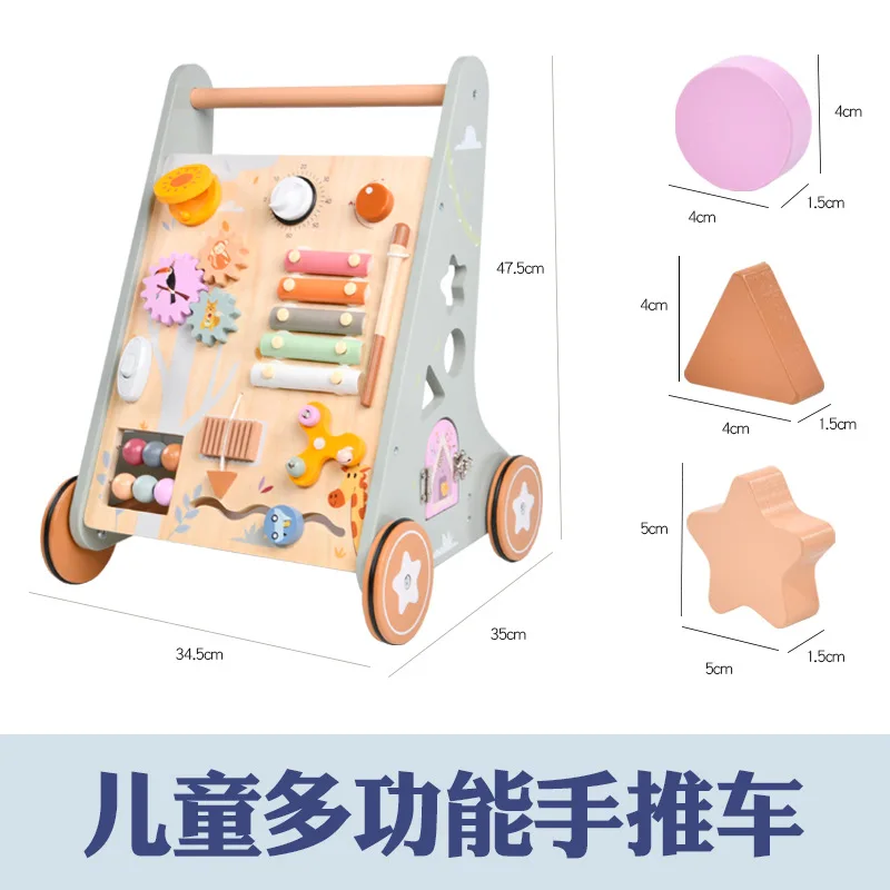 خشبية البيانو التنصت حبة عجلة لف متعددة الوظائف الطفل المشي عربة التسوق لغز لعبة للعب أطفال المنزل