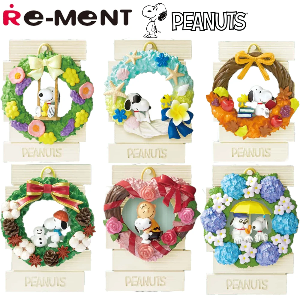 Pre Sale Original Re-Ment Snoopy Wreath Collection Full Set Collectible Model Toys Good Gifts for Fans Kids Decoration Figures