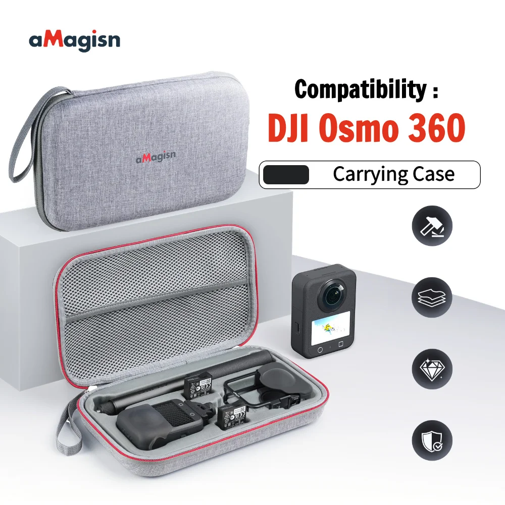 

aMagisn Carrying Case for DJI Osmo 360 with Camera Cage Compartment , Medium Storage Bag Hard Shell for Osmo360 Accessories