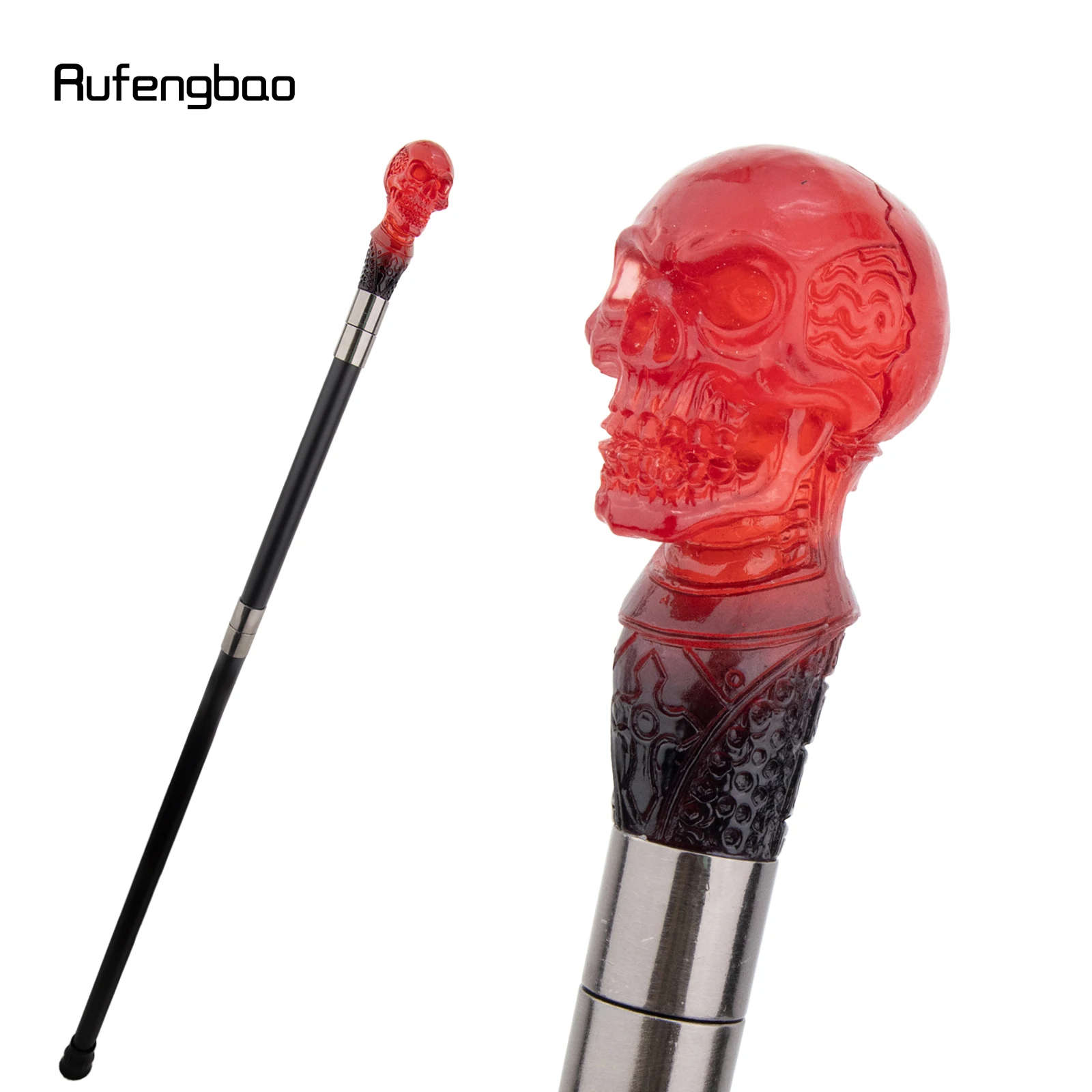red-transparent-resin-flower-skull-head-colorful-costume-prop-stylish-cane-aesthetic-decorative-stick-theatrical-prop-92cm