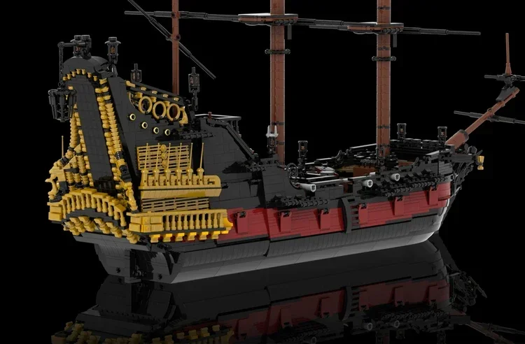 Kit de blocos de construção de navio pirata moc, piratas do caribe, conjunto de tijolos da vingança da rainha anne, modelo capitão jack sparrow