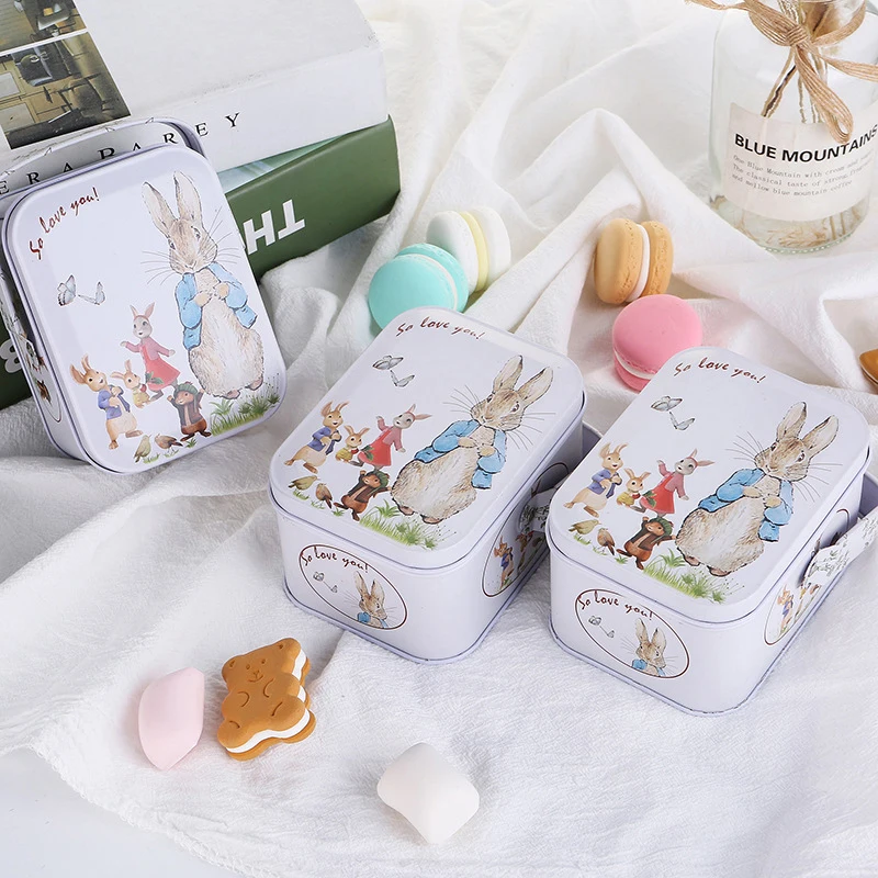 Little White Rabbit Toffee Tin Can Retro Small Suitcase Storage Can Tin Metal Candy Box Gift Box Biscuit Gift Box