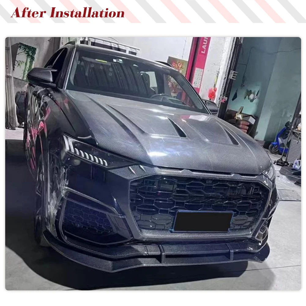 Real Carbon Front Grille Frame Outline Cover Trim Fit For Audi RS Q8 2020-2023 Racing Grille Grill Frame Cover