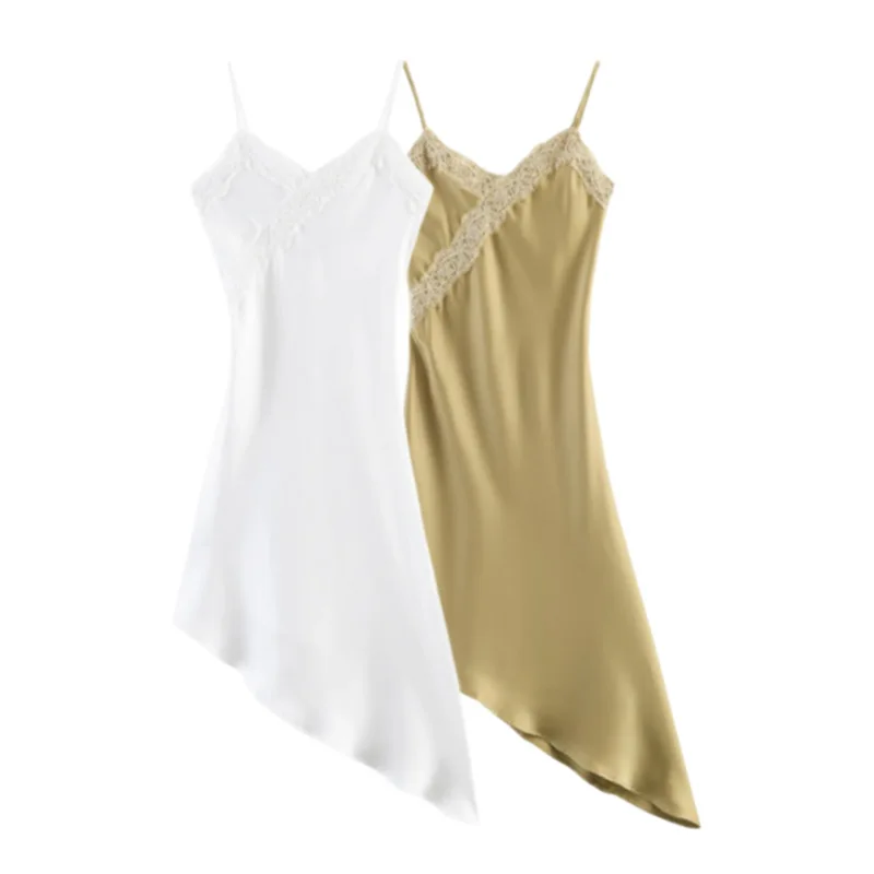 

Withered Elegant Temperament, Asymmetrical Satin Texture Dress Woman Clothes Dress Elegant Party Dresses Vestidos Women's Dress