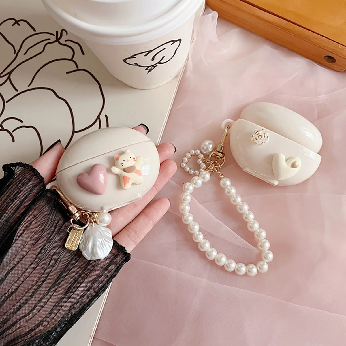 Чехол для наушников Huawei Freebuds 5i, защитный чехол для наушников с милым рисунком из мультфильма «сделай сам», брелок с жемчугом