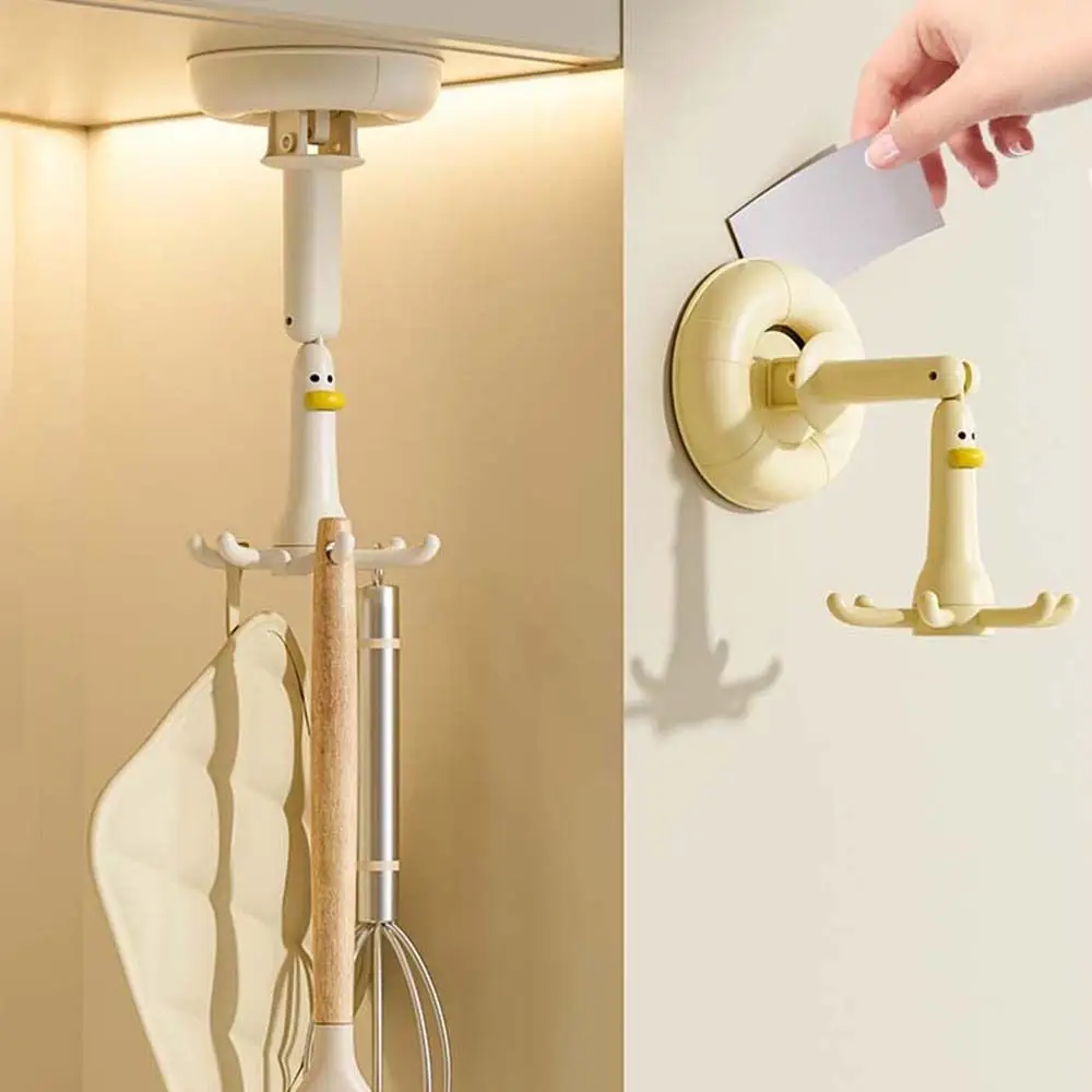 2Pcs Plastic Suction Cup 360° Rotating Hook Wall Mounted Traceless Six Claw Hook Save Space Punch-free Kitchen Utensil Holder