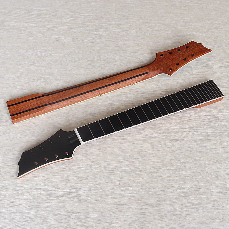 8 Strings Electric Guitar Neck 24 Frets Okoume Wood Neck Black Head With Double Truss Rod Double Back Line 7.5cm Heel Width