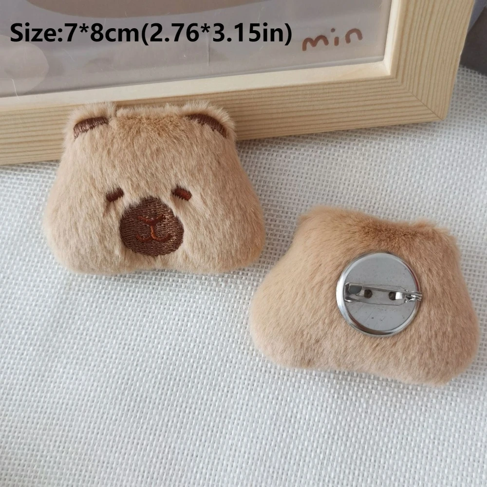 Cute Cartoon Capybara Brooch Fashion Doll Plush Brooch Soft Fluffy Backpacks Pendant Decoration