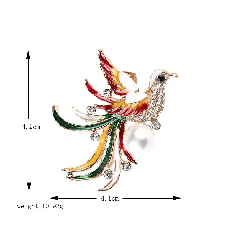 Trendy Gold Color Phoenix Metal Brooches For Women Crystal Alloy Bird Brooch Party Birthday Winter Jewelry.