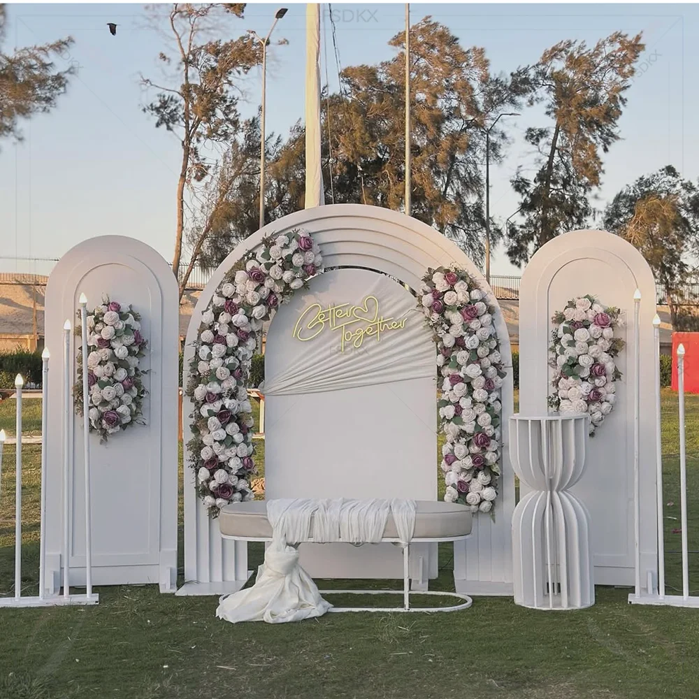 Wedding Party Decoration Supplies Stage Backdrop White Event Ripple Arch Backdrop Balloon Decor Wall