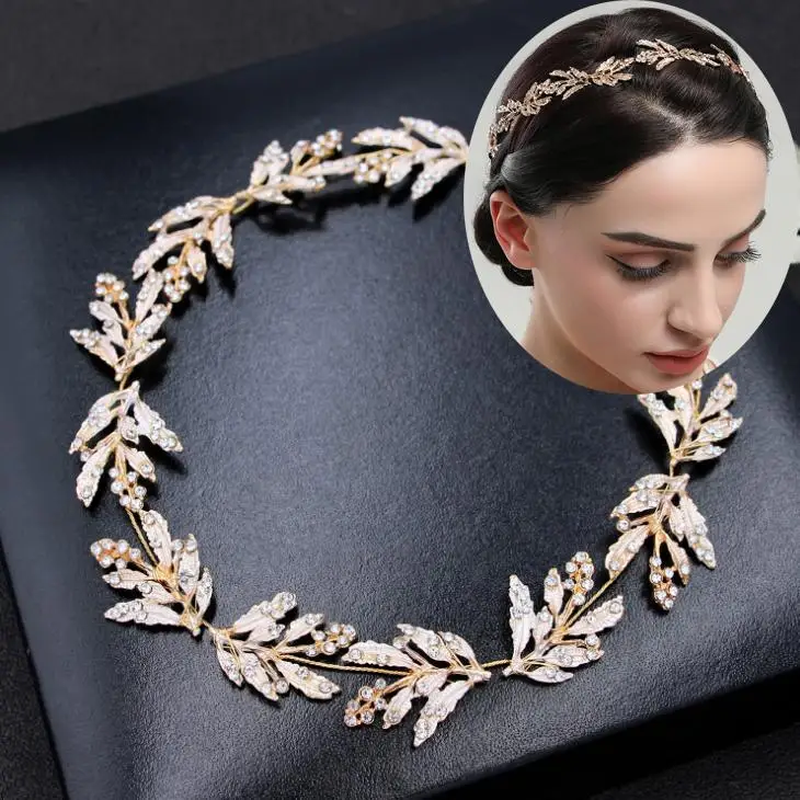 Greek Silver Color Leaf Headbands Bride Wedding Hair Accessories For Women Roman Diadem Crown Tiaras Headpiece Headdress Jewelry