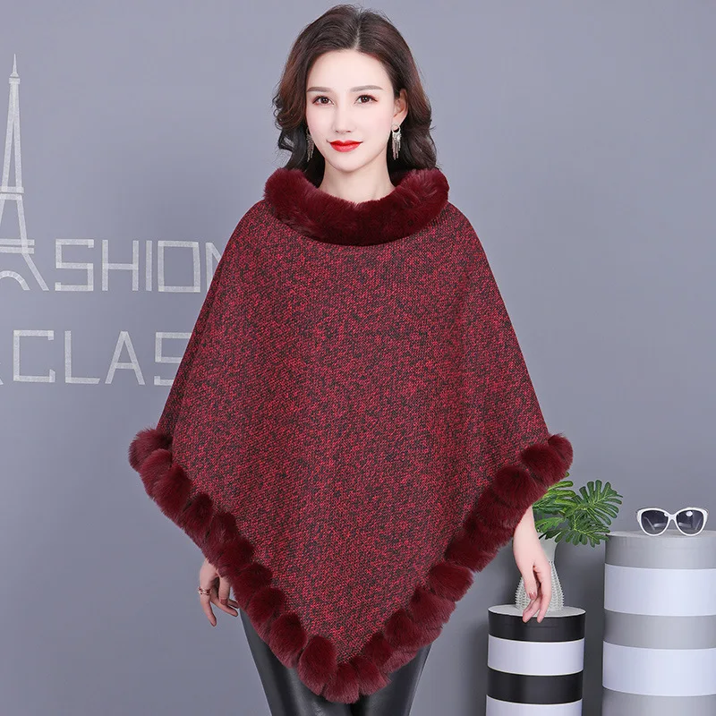 

Зима 2024, новая мода, женские повседневные модные элегантные роскошные свободные пончо из искусственного меха с круглым вырезом, женская одежда, пальто, накидки, пальто, топы