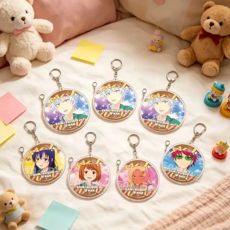 The Disastrous Life Of Saiki K Circle Acrylic Keychain Pendant Cute Product Key Chain Friend Gift Bag Charms Souvenir Keychain