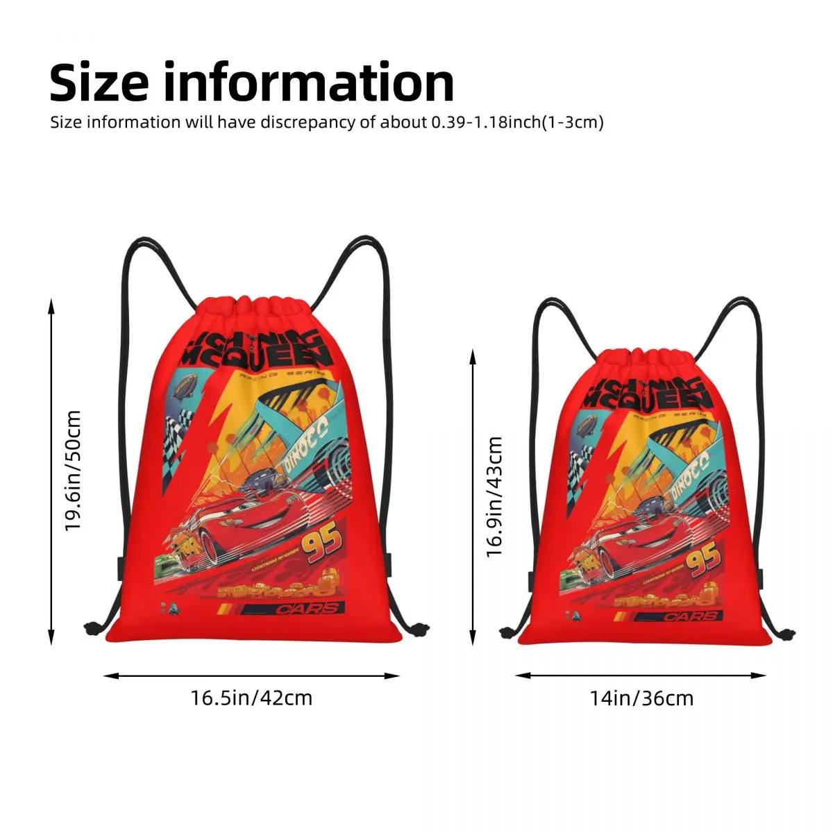 Lightning Mcqueen Cars Sally Drawstring Backpack Sports Gym Sackpack String Bag for Working Out