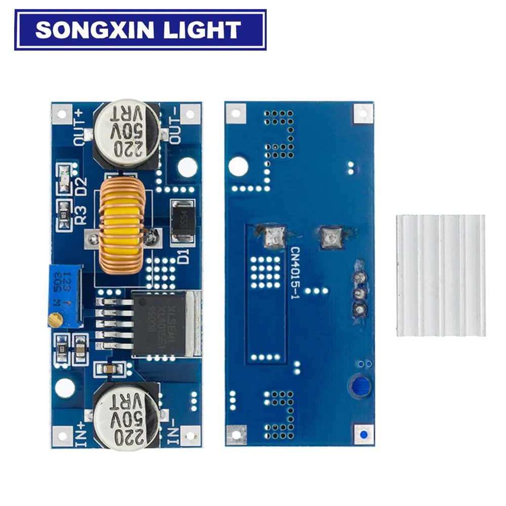 5A XL4015 DC-DC 4-38V to 1.25-36V 24V 12V 9V 5V Step Down Adjustable Power Supply Module LED Lithium Charger With Heat Sink