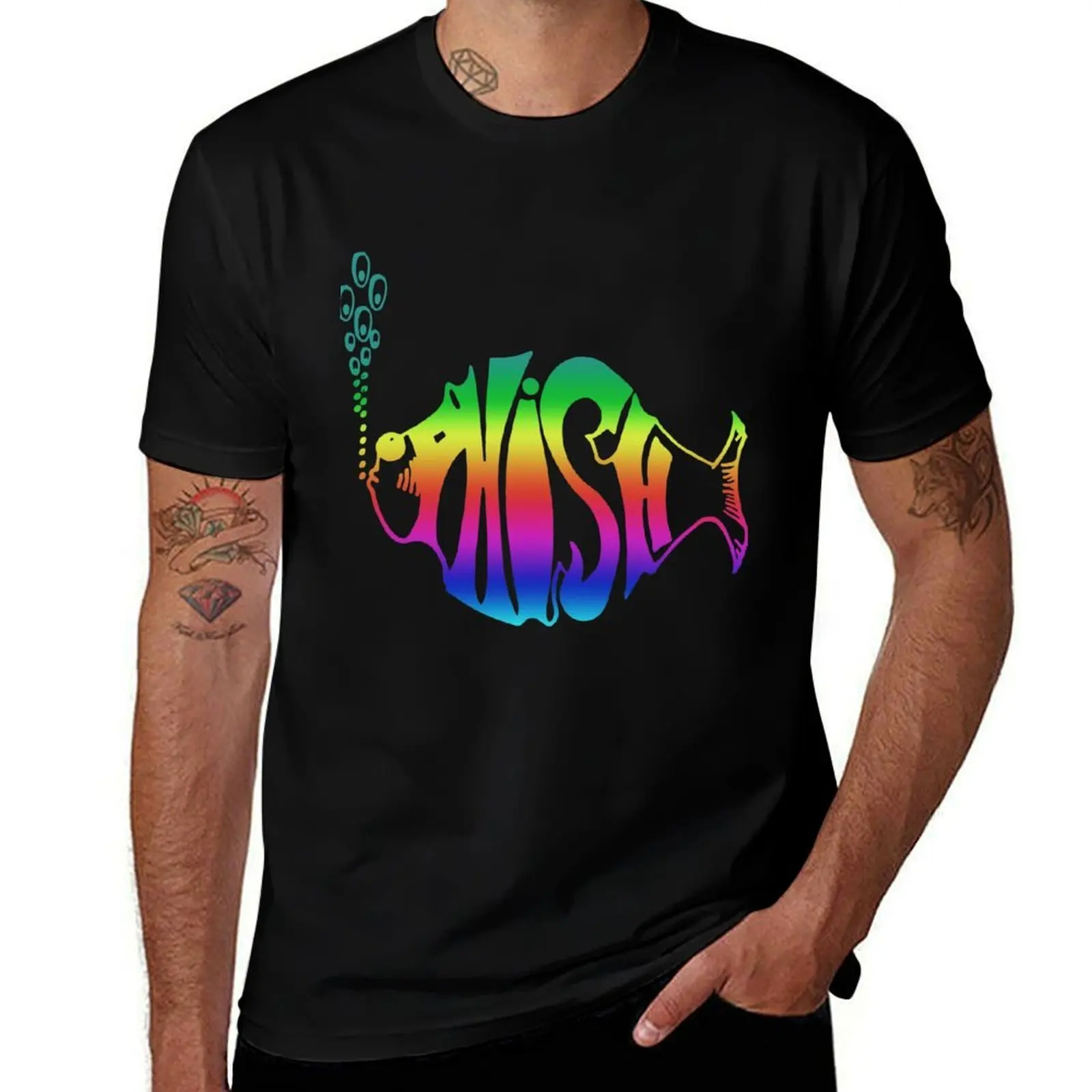 Rainbow Phish Underwaist Funny T-Shirt Active Sports Short Sleeve Cotton Shirt T-Shirt