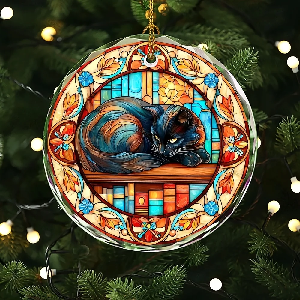 

Керамическое подвесное украшение - 3-дюймовый круглый орнамент, праздничное украшение с односторонним принтом, подходит для Рождества, Нового года