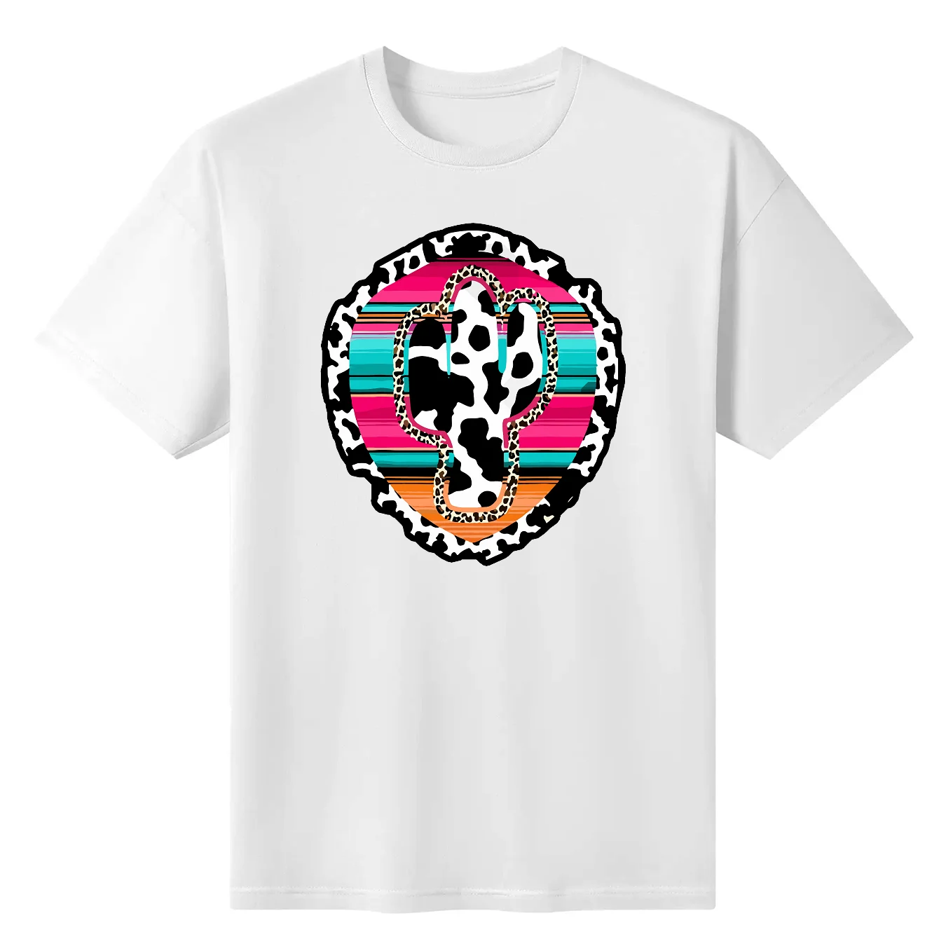 Western Cow Cactus Leopard Cheetha Serape Turquoise Pink T Shirt Sweat